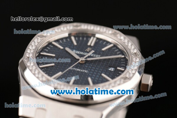 Audemars Piguet Royal Oak Swiss ETA 2824 Automatic Stainless Steel Case with Diamond Bezel Blue Dial and Stick Markers - Click Image to Close
